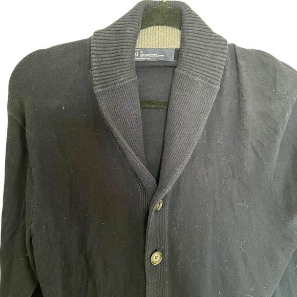 Gap Men’s Shawl Neck Cashmere Blend Cardigan Navy Size Large Preppy Academia - Picture 3 of 8